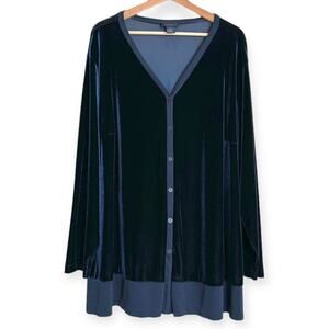 Venezia Royal Blue V Neck Stretch Velour Velvet Tunic Blouse Women's Size 22/24